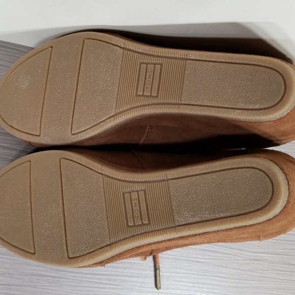 TOMS Desert Kiltie Fringe Wedge Bootie, Brown Suede, Womens Size 7.5 US / 38 - Picture 9 of 11